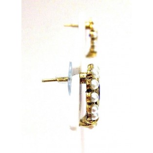 Gold Oxidized Women Earring Stud Jewelry PushBack Classy Gift Rhinestones Bead 7